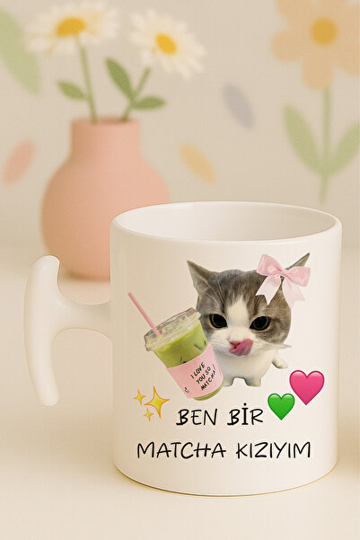 Witchy Co Ben Bir Matcha Kızıyım Yazılı, Kedili Sevimli Komik Kupa Bardak, Kı...