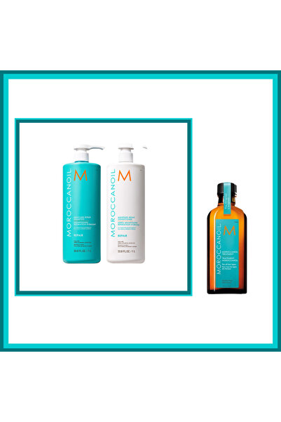 Moroccanoil Repair Şampoo 1000ml &Repair Saç Kremi 1000ml & Treatment Origina...
