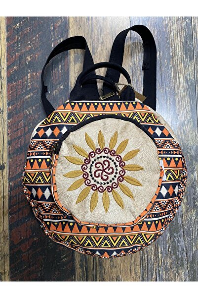 street&bagdnz Rucsac cu broderie rotundă, etnică, autentică, boemă, pentru călătorii zilnice, rucsac rezistent la apă
