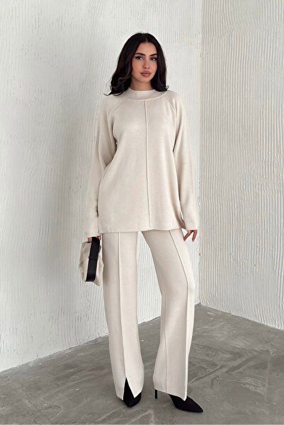 Noi Belis Basic Oversized Sweater Pants Knitwear Bottom-Top Set Aw25Au0043