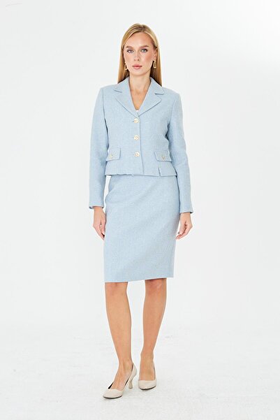 LOVELF Gold Düğmeli Tüvit Etekli Takım Bebe Mavi