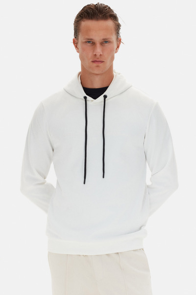 Twn Slim Fit Ecru Plain Sweatshirt