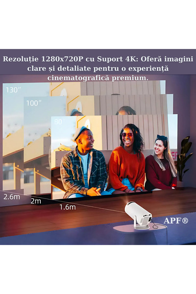 APF Proiector portabil HY300 PRO HD, Android 11, 4K, 1280x720P, Home Theatre