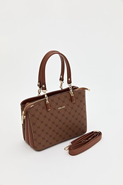 Nihan Monogram Shopper Çanta Taba