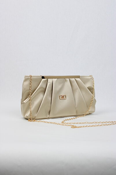 mossi Γυναικεία τσάντα βραδινού φορέματος με λουράκι από σατέν σε χρώμα δέρματος Κομψή τσάντα clutch