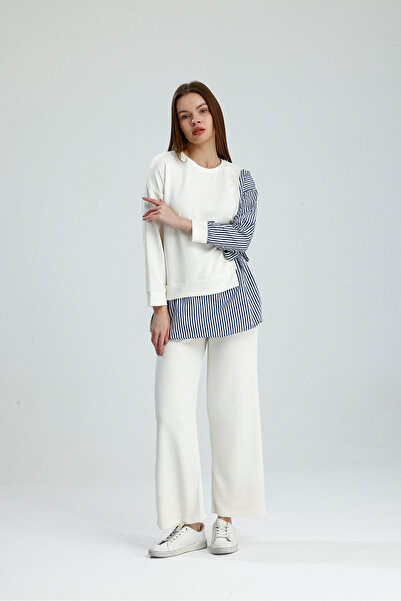 vikitekno Women's Hijab Two-Piece Set Shirt Sleeve Detailed Modal Set