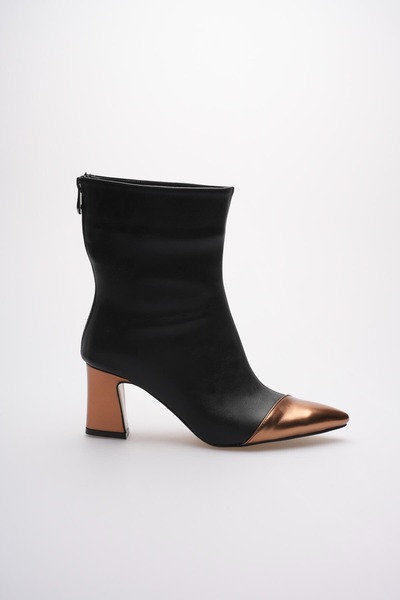 MARCHEO Lucinda Women's Black Copper Thick Heeled Winter Boots