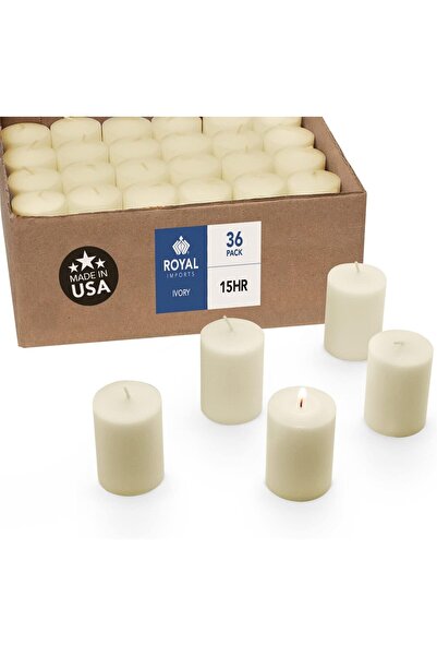 Royal Imports Small Votive Candles, Pack of 36 Unscented White Votives (15 Hour Burn Time)