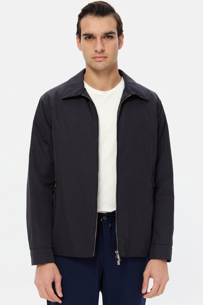 D'S Damat Ds Damat Regular Fit Navy Blue Plain Coat