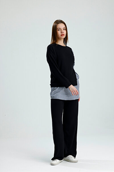 vikitekno Women's Hijab Two-Piece Set Shirt Sleeve Detailed Modal Set