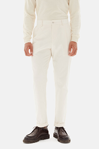 D'S Damat Ds Damat Comfort Fit Ecru Corded Fabric Velvet Fabric Trousers