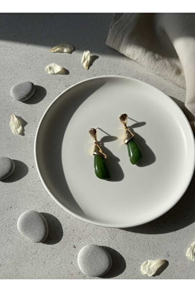 Meyras Touch Kadın Gold Yeşil Sallantılı Marka Model Küpe