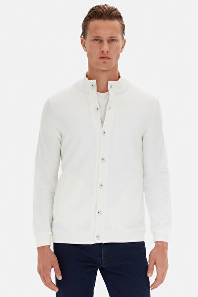 D'S Damat Ds Damat Regular Fit Ecru Plain Knit Cardigan