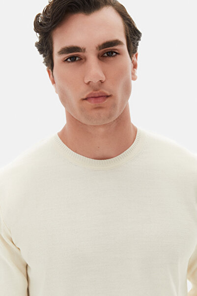 D'S Damat Ds Damat Regular Fit Ecru Plain Knit Sweater