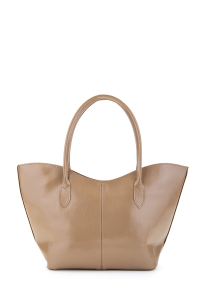 minebag Double Handle Faux Leather Hype Women's Shoulder Bag Beige