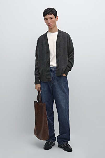 Massimo Dutti Yün karışımlı V yaka hırka