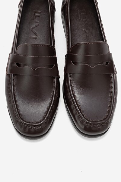 LuviShoes VALIA Кафяви кожени дамски мокасини от естествена кожа