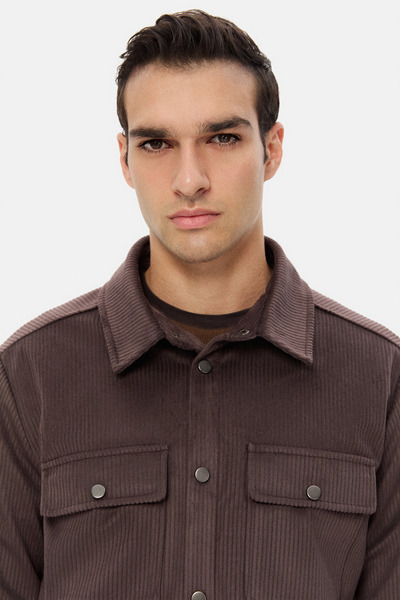 D'S Damat Ds Damat Regular Fit Brown Plain Shirt Coat