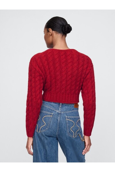 GAP Kadın Kırmızı × Cult Gaia Cable Örgü Crop Hırka