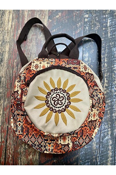street&bagdnz Rucsac cu broderie rotundă, etnică, autentică, boemă, pentru că...