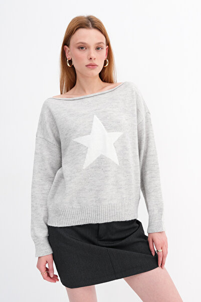 Addax Star Patterned Knitwear Sweater K3482