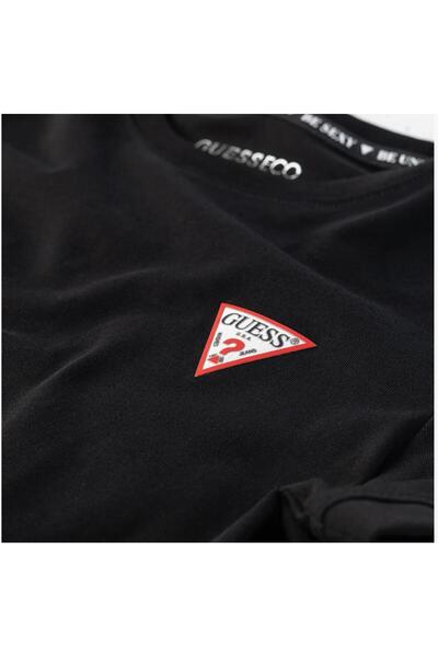 Guess Koszulka damska t-shirt SS CN MINI TRIANGLE czarna bawełniana logo XS