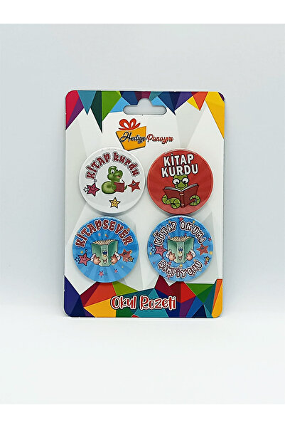 Hediye Panayırı Kitap Okuma Rozetleri 4’lü Set | Kitap Kurdu & Okuma Şampiyon...
