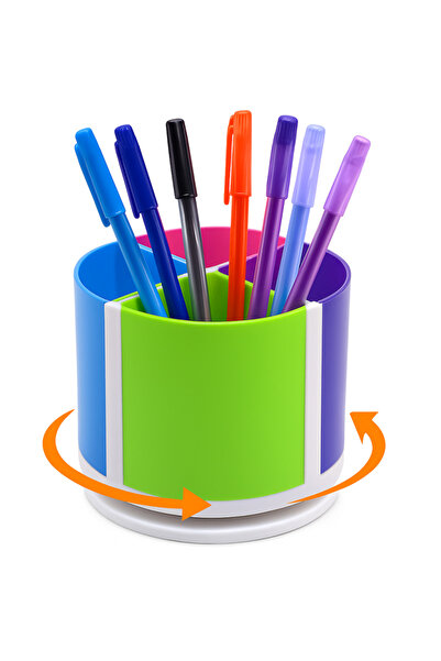 PROCART Writing instrument holder, 360 degree rotatable, 4 removable compartm...