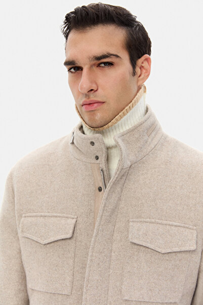 D'S Damat Ds Damat Regular Fit Stone Plain Coat