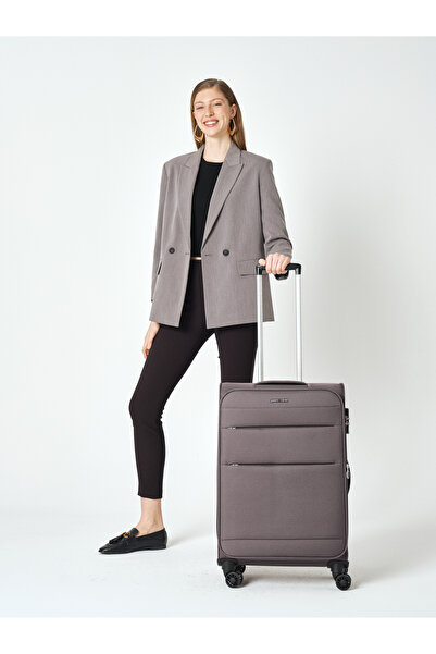 Pierre Cardin 4200 ORTA BOY Ultra Light Hafif Lüx Kumaş Tekerlekli Valiz ANTR...