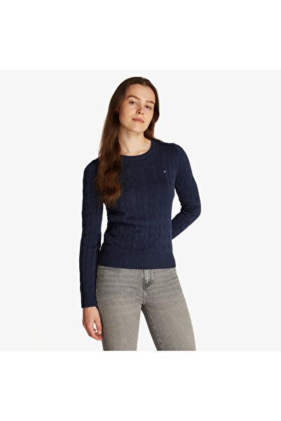 Tommy Hilfiger Co Cable Mid Gg Kadın Lacivert Kazak