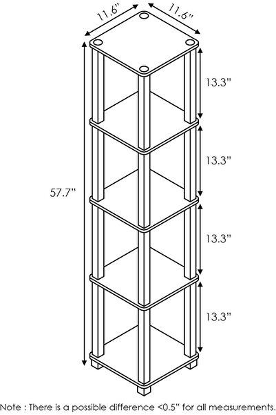furinno Turn-N-Tube 5-Tier Square Display Shelf, Walnut/Brown (Wood-Plastic)