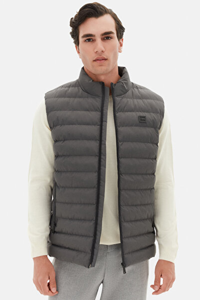 Twn Slim Fit Anthracite Plain Vest Coat