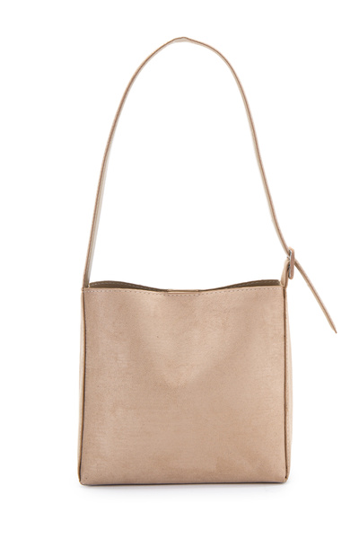 minebag Suede Alita Handbag with Belt Strap Detail Beige