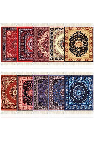 genernic Preboun Small Rug-Design Coasters — Eastern Tapestry Style, 10 Pieces (Mixed Colors)