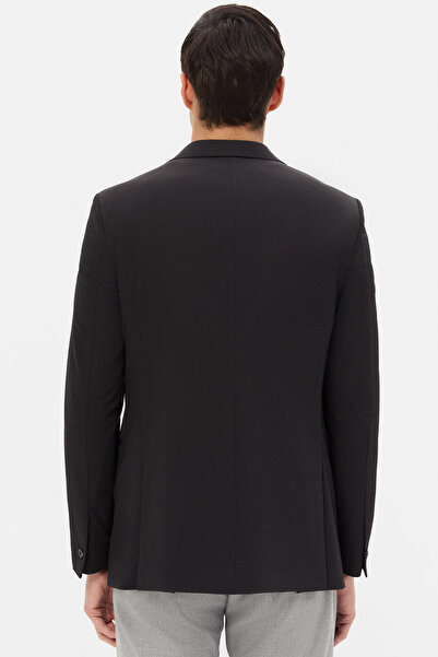 Twn Slim Fit Black Dobby Fabric Jacket