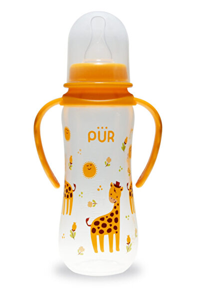 Pür PUR 9014 – BOTTLE WITH DRAWING AND HANDLES yellow +6 MONTHS, 250ML