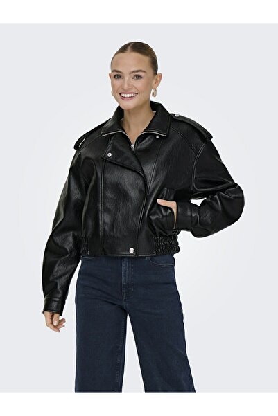 ONLY Women's Black Onlaris Faux Leather Jacket Otw Jacket 15360229-Black