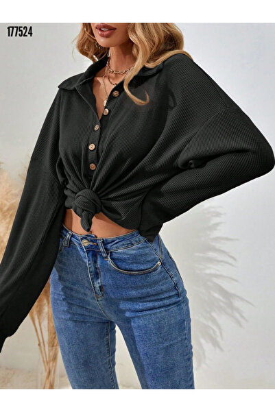 Modayakamoz Bluză modernă casual tip waffle, cu mânecă lungă și nasturi, pent...