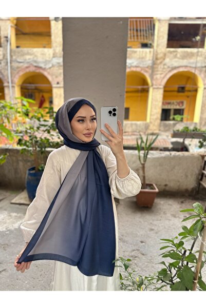 CUOCA LOUNGE Degrade Desenli Koyu Lacivert Soft Pamuk Şal