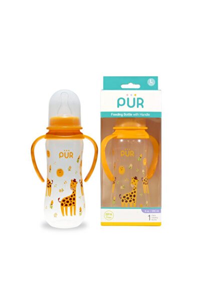 Pür PUR 9014 – BOTTLE WITH DRAWING AND HANDLES yellow +6 MONTHS, 250ML