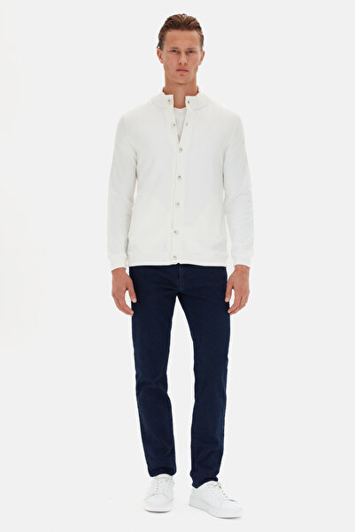 D'S Damat Ds Damat Regular Fit Ecru Plain Knit Cardigan