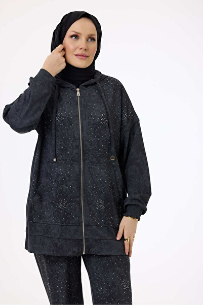 My City 6002 - Stylish Comfortable Dora Luca Hooded Stone Detailed Trousers Hooded Sets