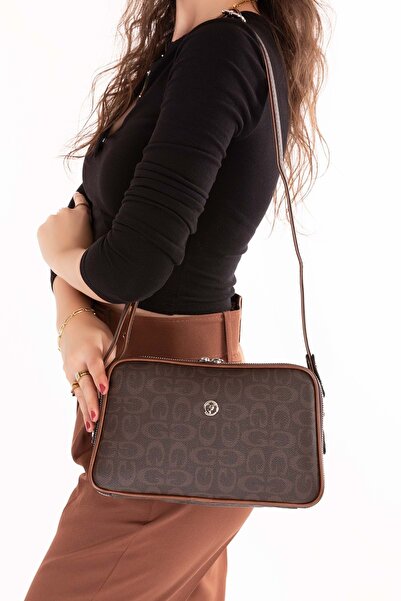 Gondol Women's Daily Crossbody Bag Gp.1327 Brown Text