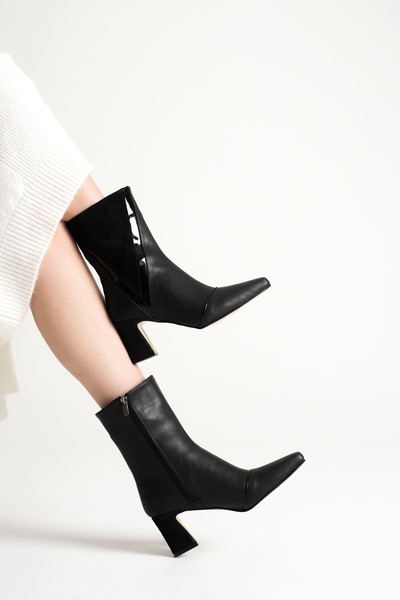 MARCHEO Anisa Women's Black Thick Heeled Winter Boots