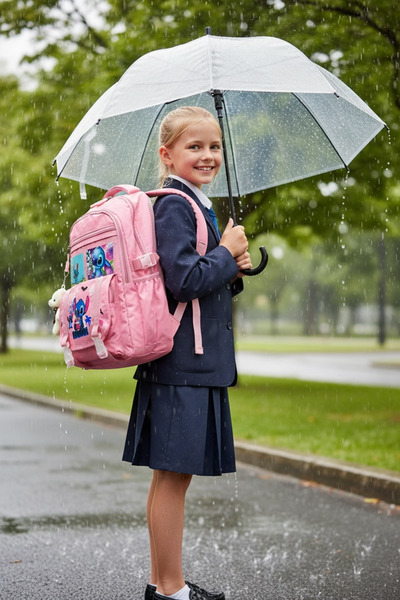 JOJO KIDS Girl's Stitch Elementary School Backpack, Waterproof Bag, Set of 3