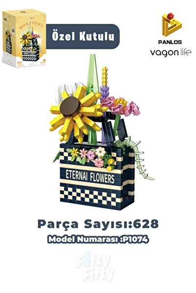 Vagonlife Panlos Boutique Series Black Checkered Bag Figure 628 Pieces Toy Building Set -Ffp1074