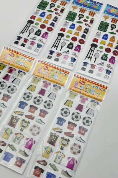 Bimotif 6 adet kabartmalı yapışkan sticker, spor eşyaları