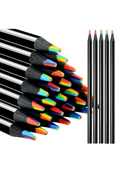 DELPI Set de 12 creioane colorate curcubeu, mină multicoloră, 18 cm