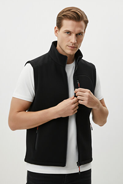 Kozik Black Vest Sleeveless 3 Pocket Men's Polar Daily Standard Comfortable Zippered Polar Vest Men
